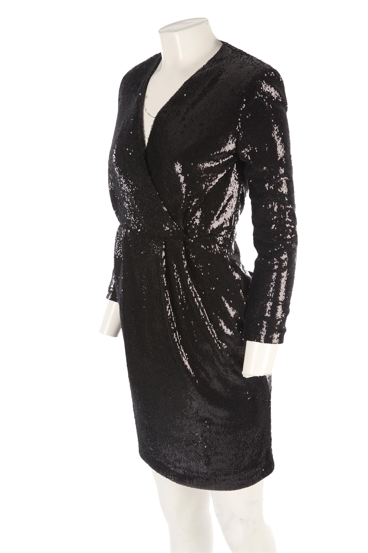 P.A.R.O.S.H BLACK SEQUIN MINI DRESS XSMALL - Image 3