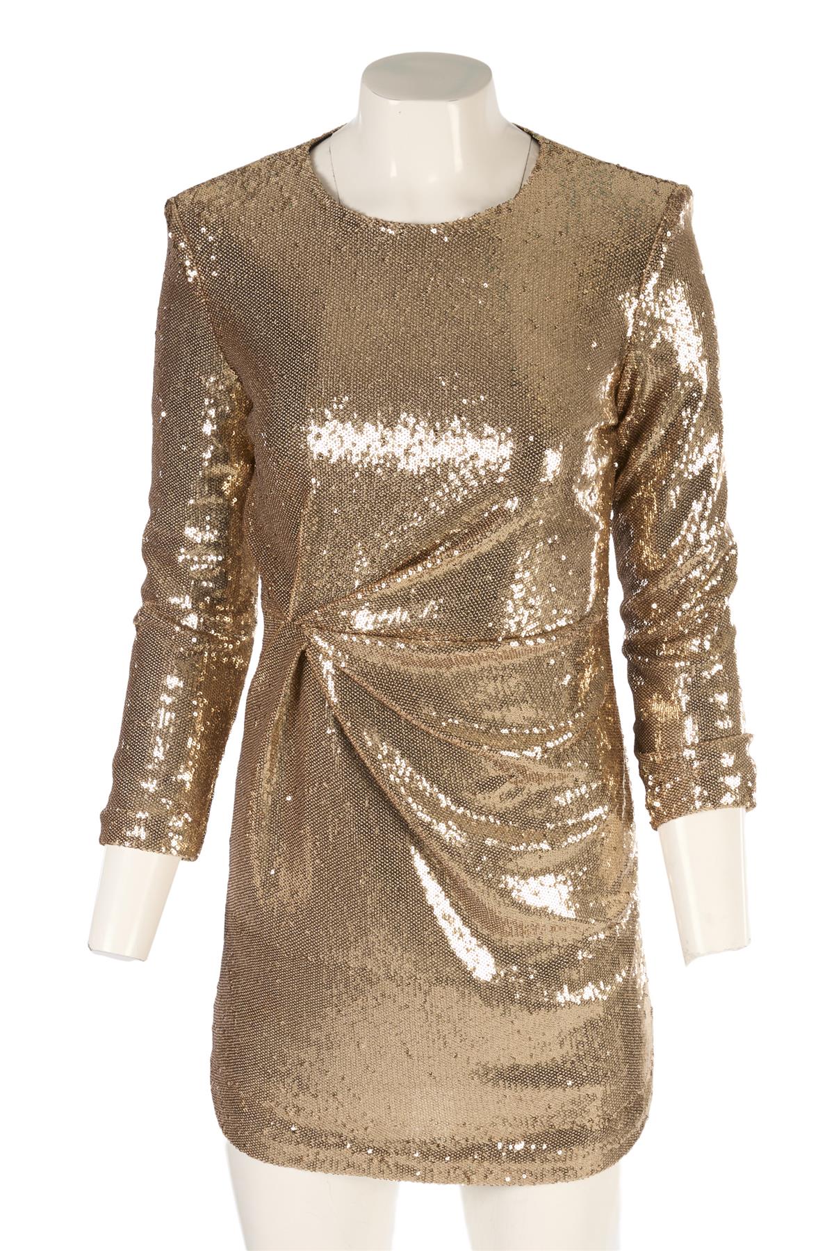 P.A.R.O.S.H GOLD SEQUIN MINI DRESS XSMALL - Image 2