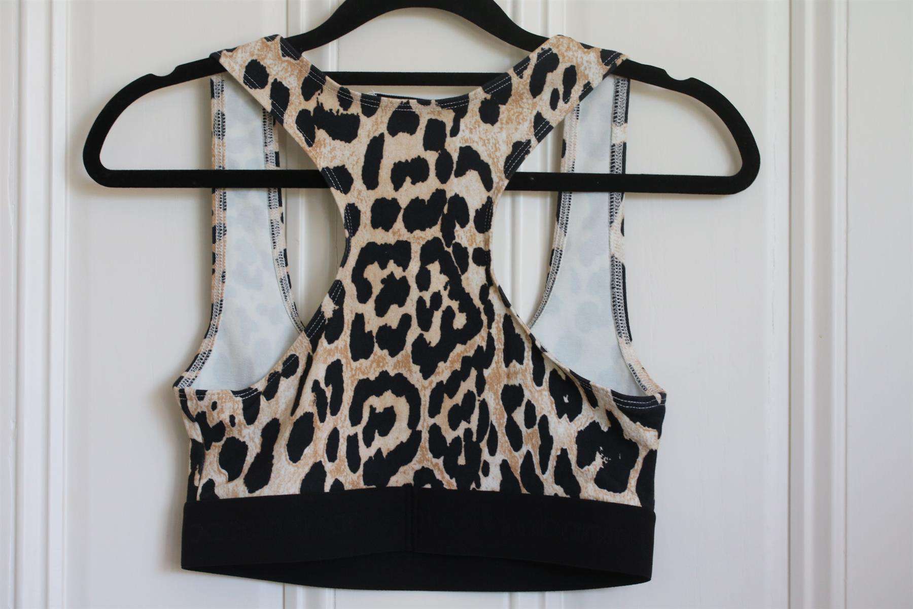 PACO RABANNE LEOPARD PRINT STRETCH JERSEY SPORTS BRA SMALL - Image 3
