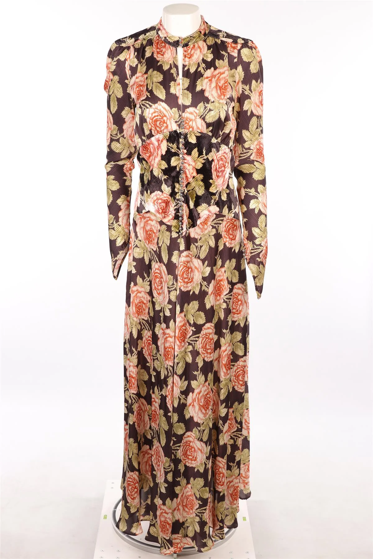 PACO RABANNE MULTI SATIN MAXI DRESS FR 38 UK 10 - Image 2