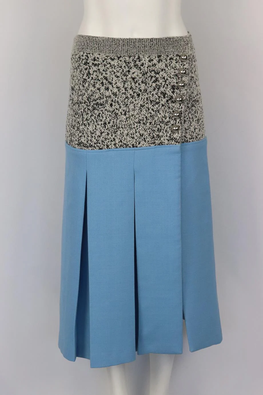 PACO RABANNE PLEATED CREPE AND COTTON BLEND MIDI SKIRT FR 38 UK 10 - Image 2