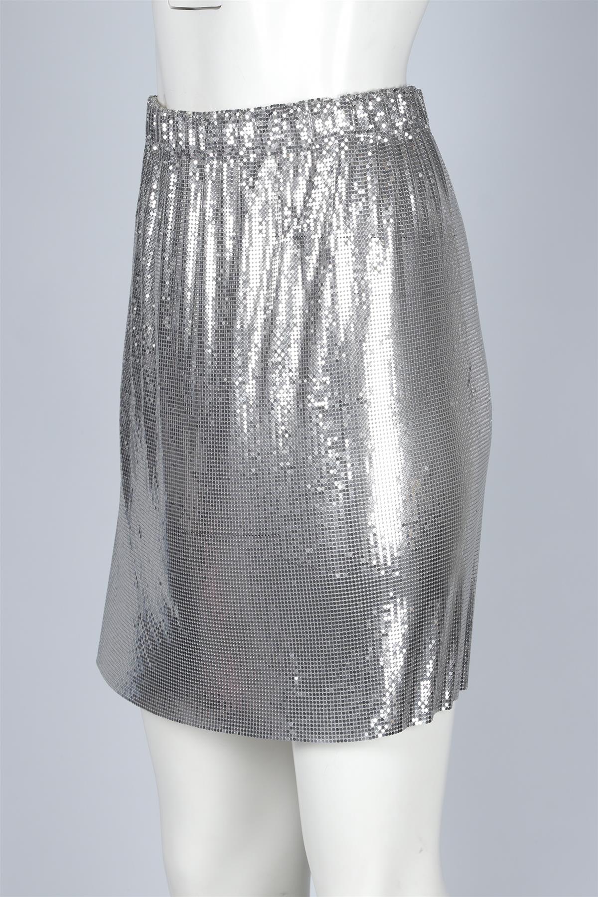 PACO RABANNE SILVER CHAINMAIL MINI SKIRT MEDIUM - Image 3