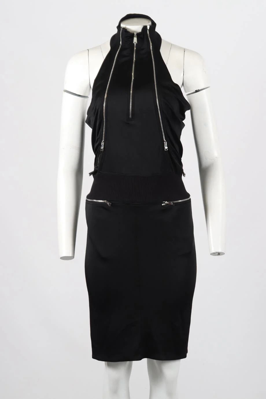 PACO RABANNE ZIP DETAILED COTTON BLEND MINI DRESS FR 36 UK 8 - Image 2