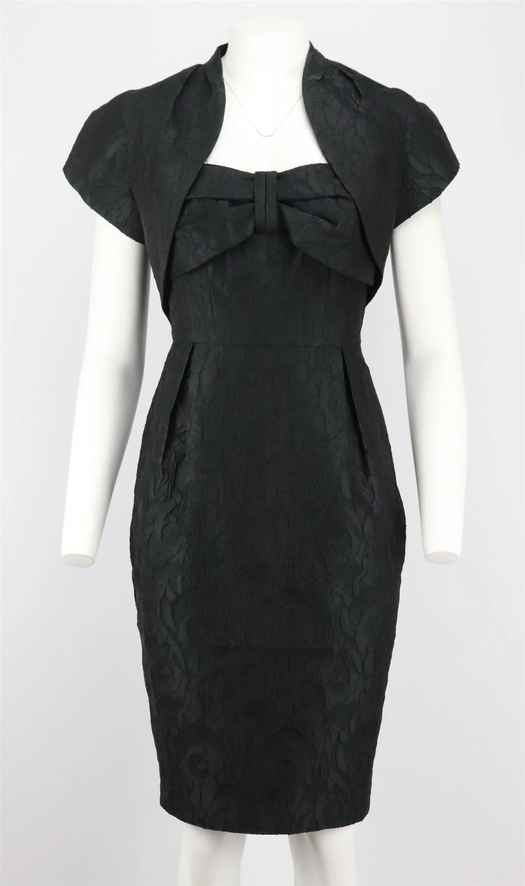 PADDY CAMPBELL VINTAGE BOW DETAILED CREPE DRESS AND JACKET UK 10 - Image 10