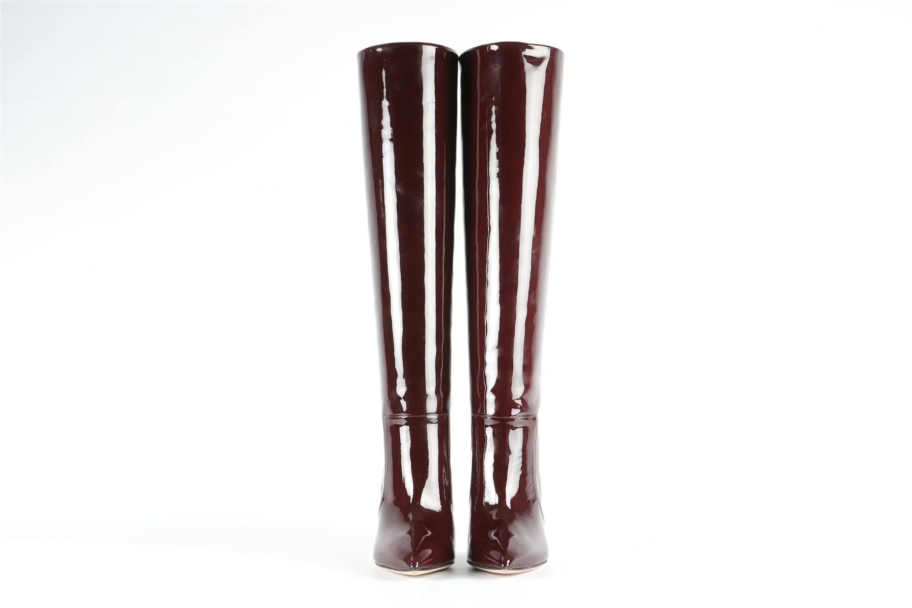 PARIS TEXAS BURGUNDY PATENT LEATHER KNEE HIGH BOOTS EU 38.5 UK 5.5 US 8.5 - Image 3