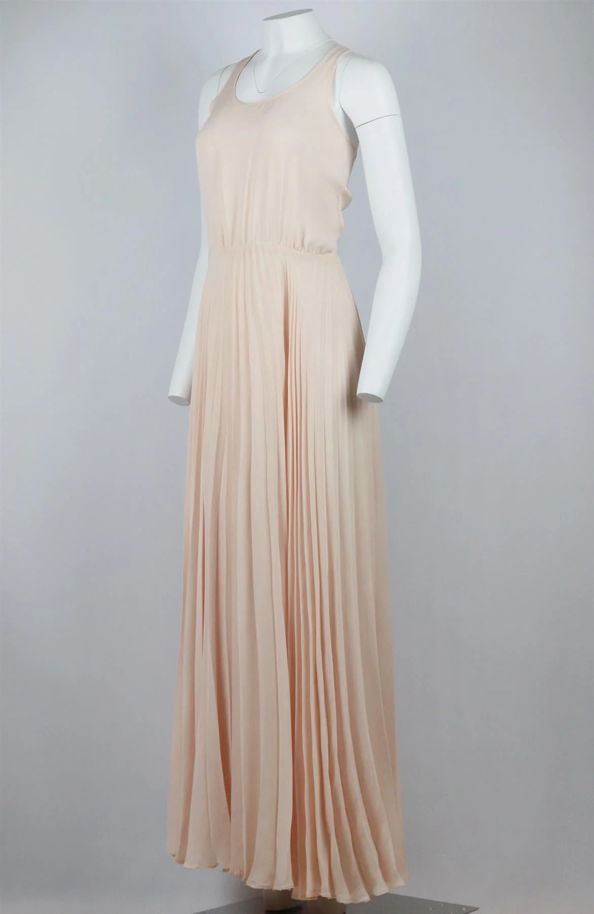 PARKER AMORA PLEATED MAXI CREPE DE CHINE DRESS MEDIUM - Image 3