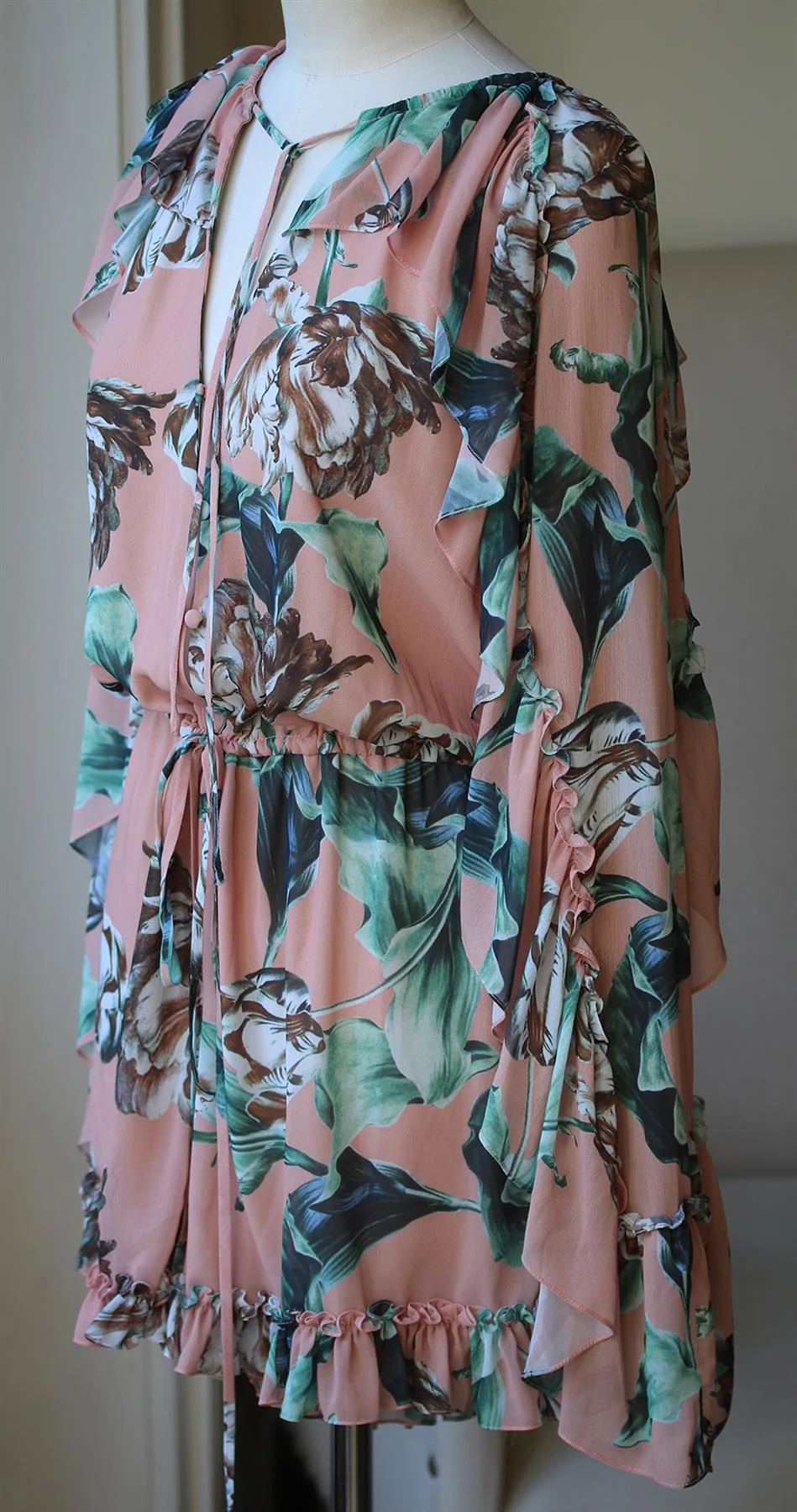 PATBO BOTANICA FLORAL PRINT RUFFLED PLAYSUIT UK 14 - Image 3