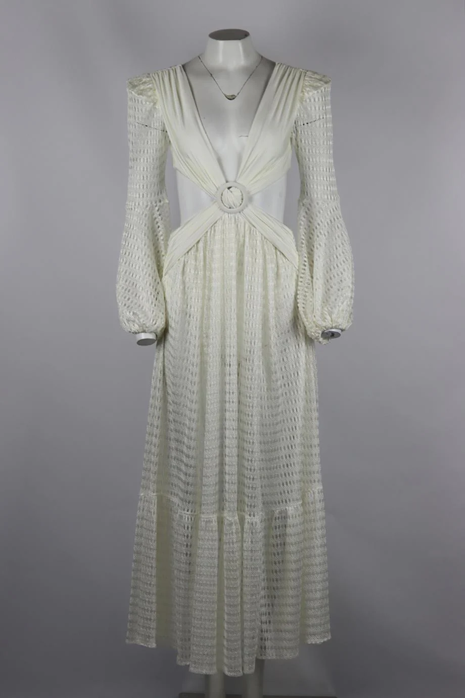 PATBO STRETCH JERSEY AND CROCHET KNIT MAXI DRESS SMALL - Image 2