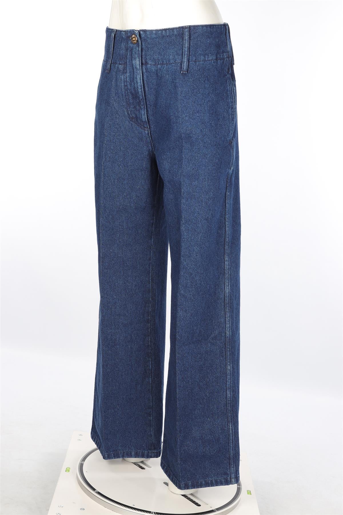PATOU BLUE COTTON HIGH RISE WIDE LEG JEANS FR 38 UK 10 - Image 3
