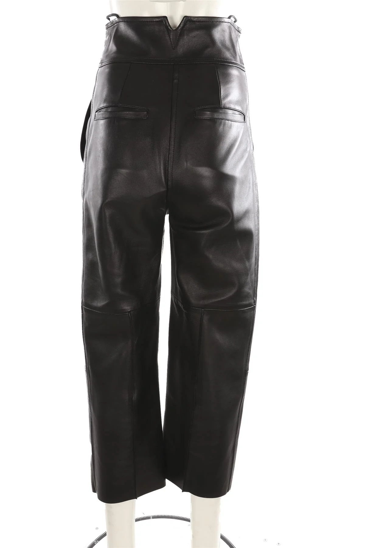 PETAR PETROV BLACK LEATHER STRAIGHT LEG PANTS FR 34 UK 6 - Image 4