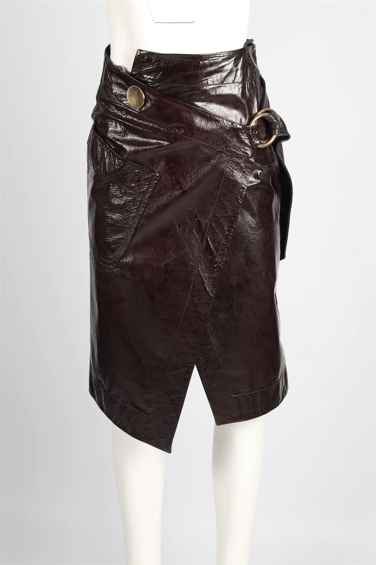 PETAR PETROV BROWN LEATHER MIDI SKIRT UK 8 - Image 3