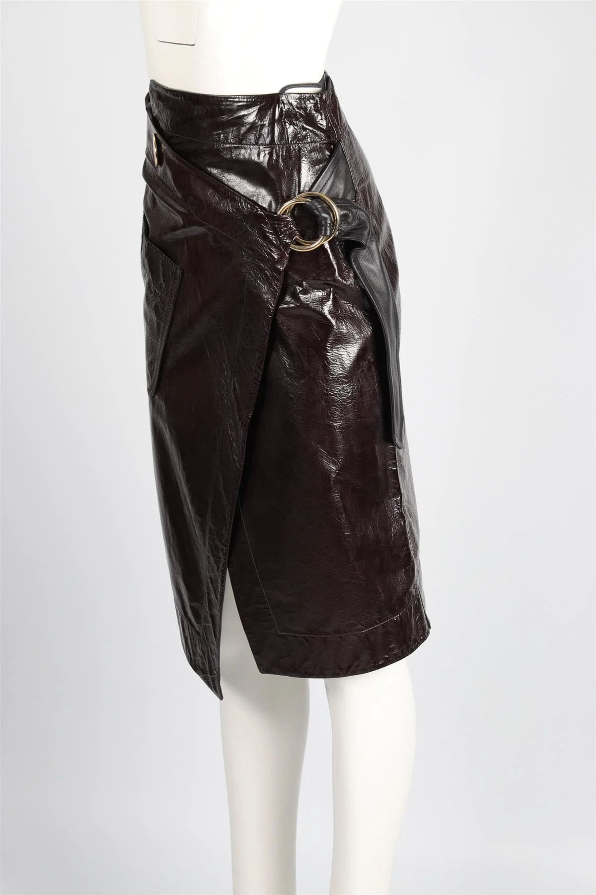 PETAR PETROV BROWN LEATHER MIDI SKIRT UK 8 - Image 4