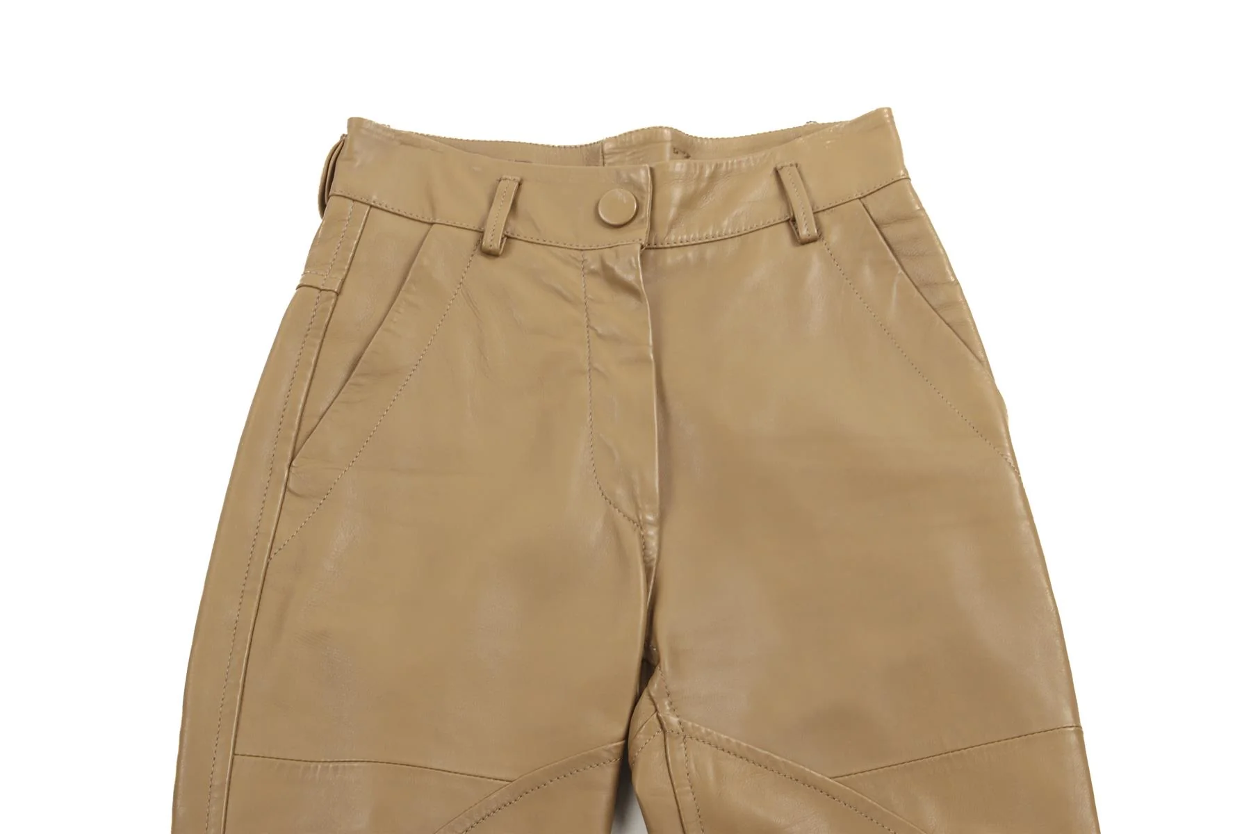 PETAR PETROV BROWN LEATHER STRAIGHT LEG PANTS FR 34 UK 6 - Image 3