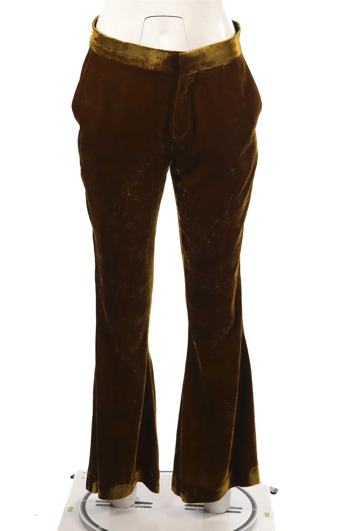 PETAR PETROV GOLD VELVET TROUSERS FLARED PANTS IT 40 UK 8 - Image 2