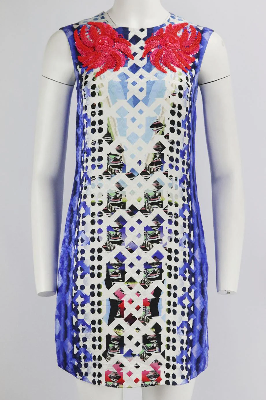 PETER PILOTTO EMBELLISHED PRINTED SILK MINI DRESS UK 8 - Image 2