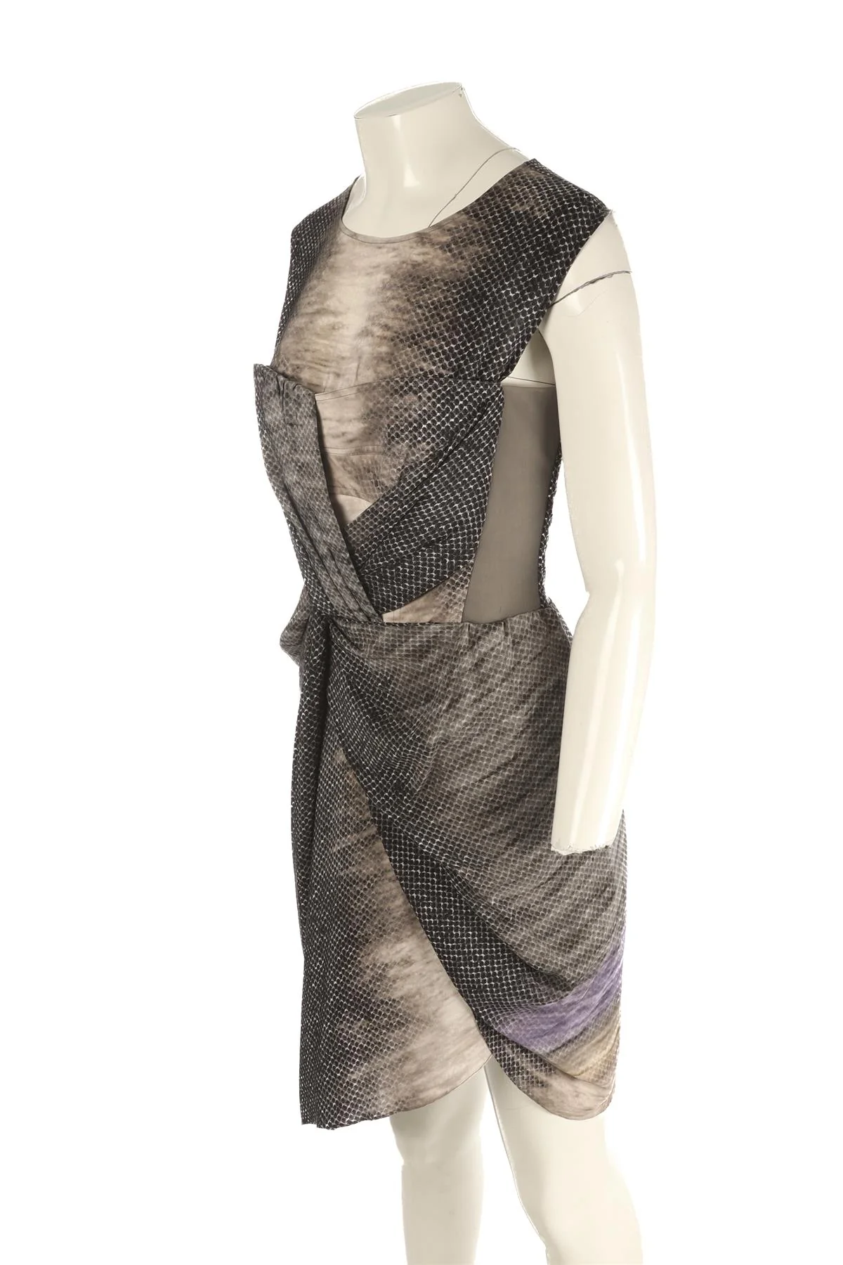 PETER PILOTTO GREY SILK MINI DRESS UK 12 - Image 3