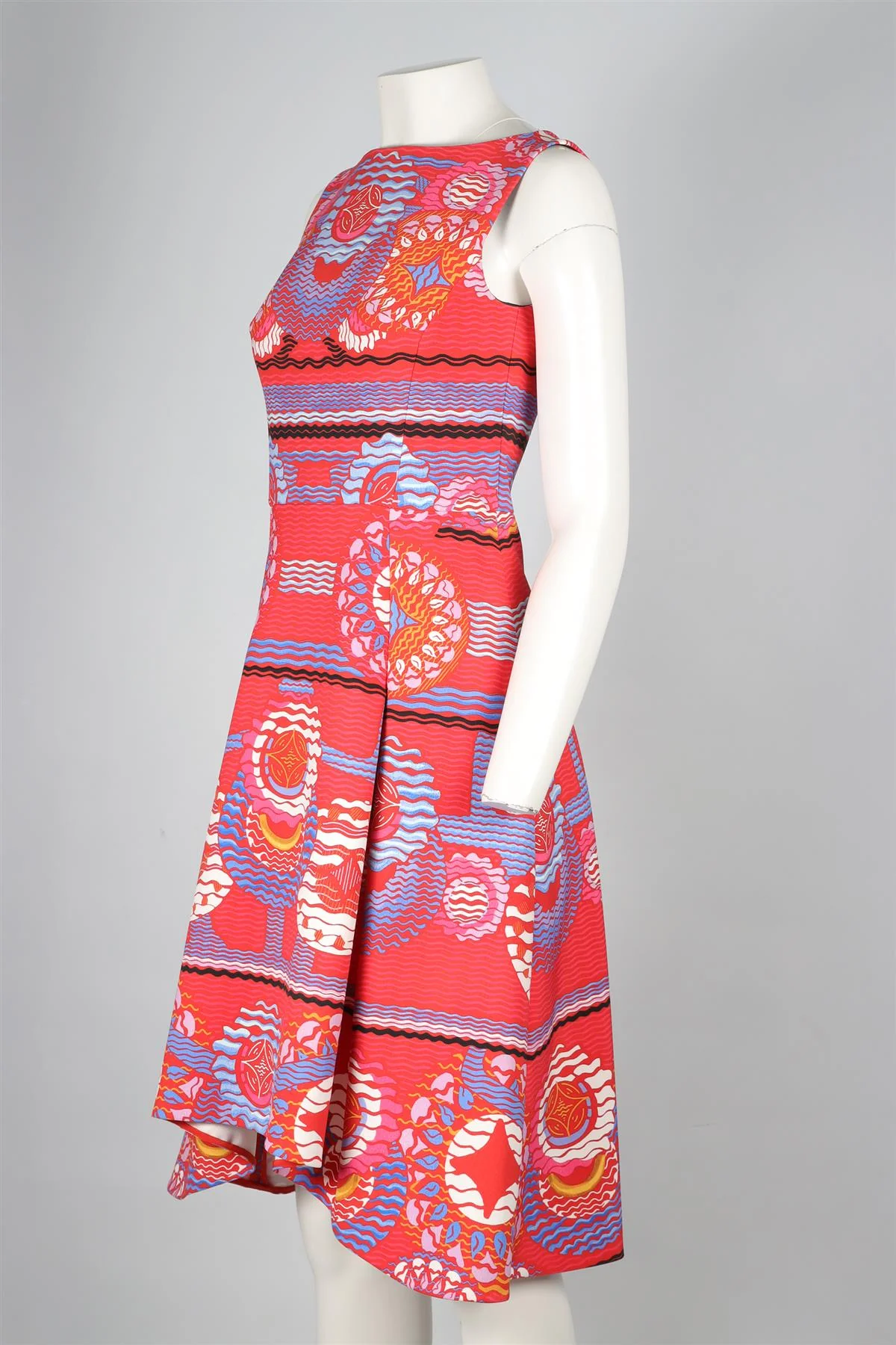 PETER PILOTTO RED CREPE MIDI DRESS UK 10 - Image 3