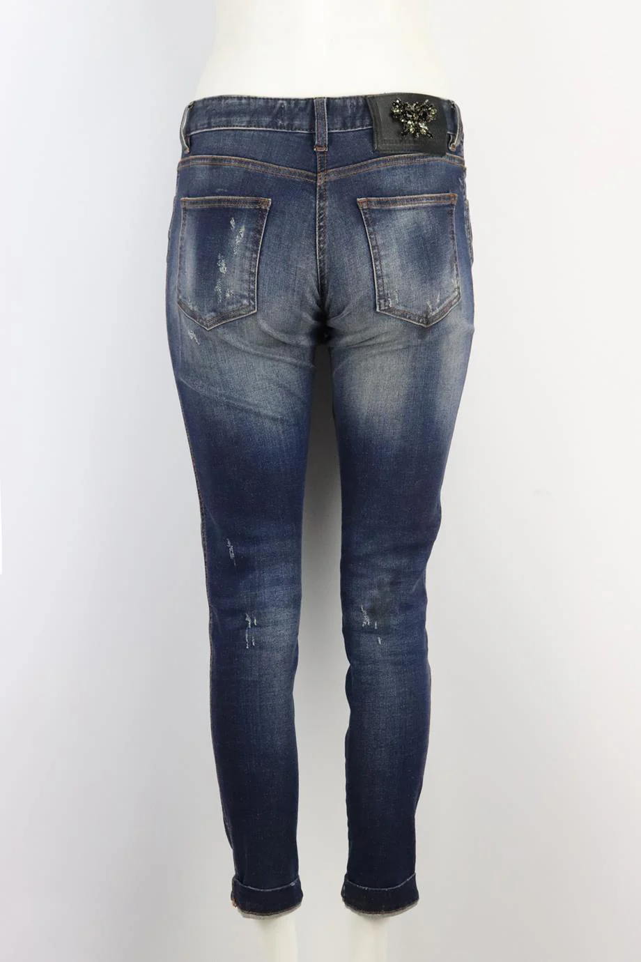 PHILIPP PLEIN DISTRESSED MID RISE BOYFRIEND JEANS W25 UK 6/8 - Image 4