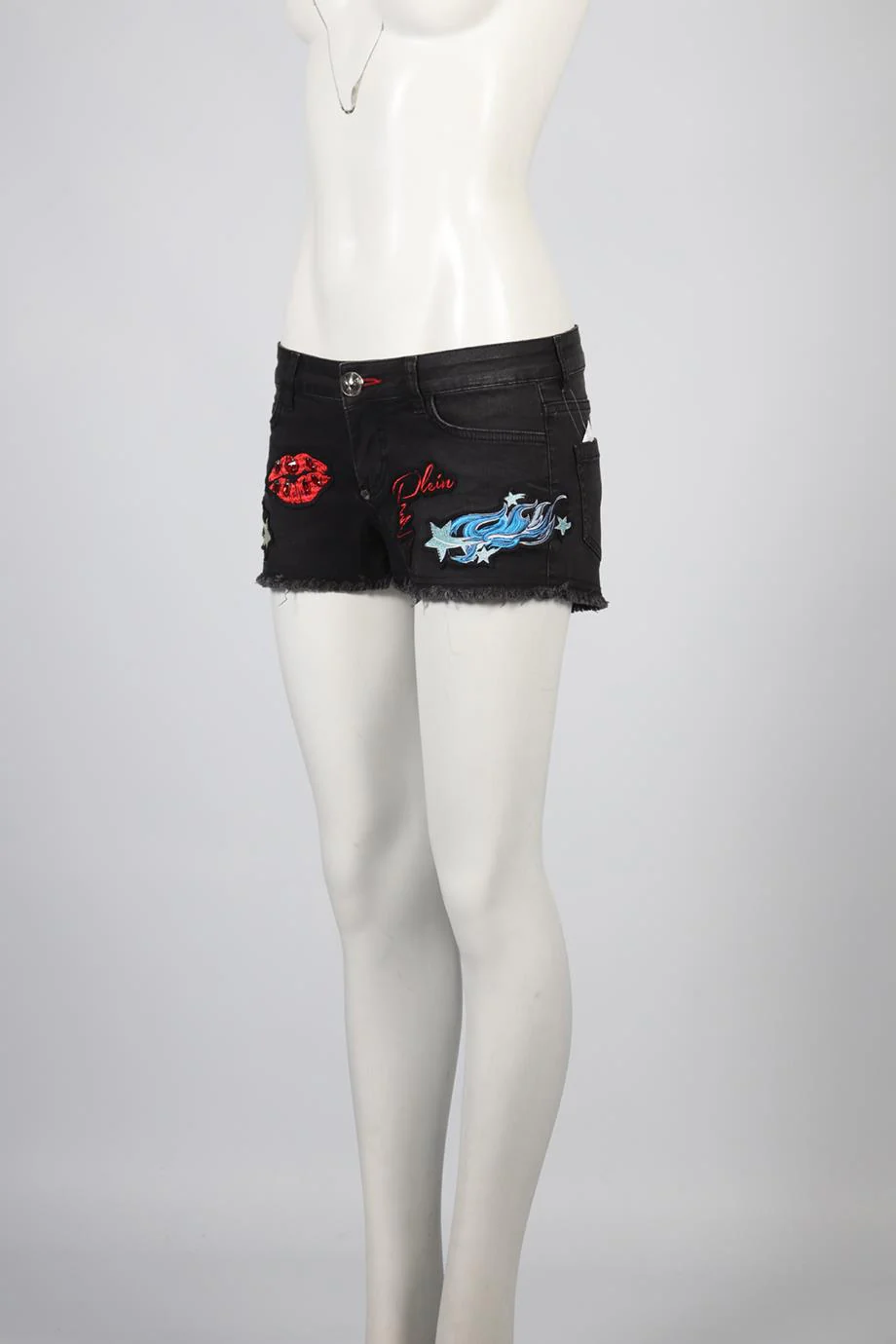 PHILIPP PLEIN LOW RISE DENIM SHORTS W27 UK 8-10 - Image 3