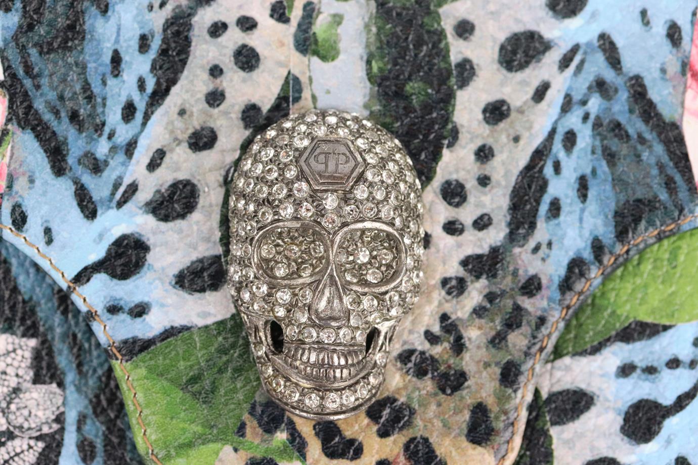 PHILIPP PLEIN PRINTED TEXTURED LEATHER CLUTCH - Image 5