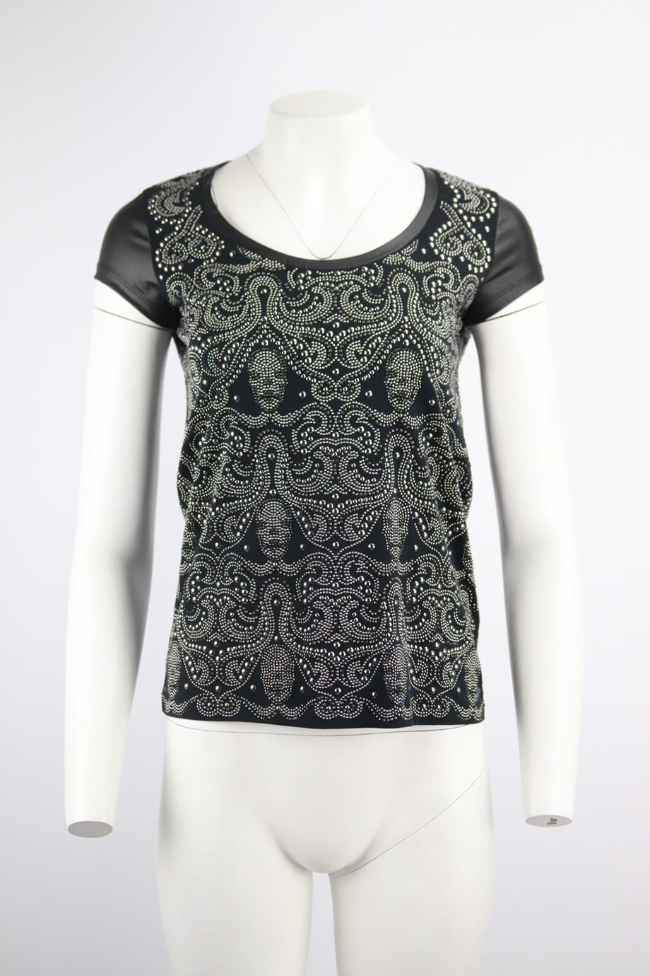PHILIPP PLEIN STUDDED COTTON JERSEY T-SHIRT SMALL - Image 2