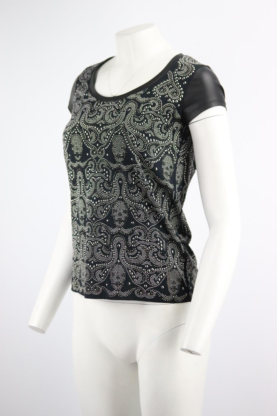 PHILIPP PLEIN STUDDED COTTON JERSEY T-SHIRT SMALL - Image 3