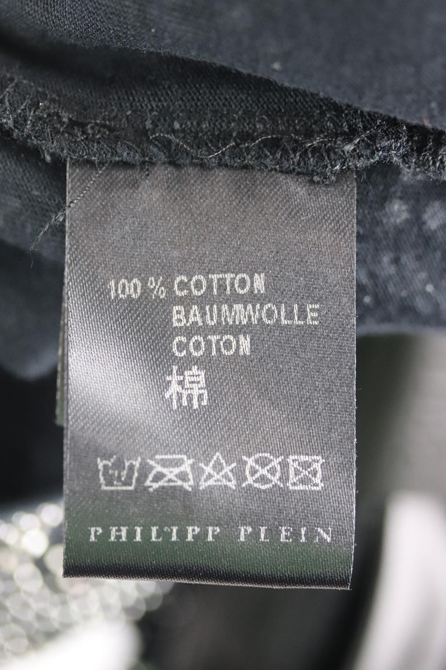 PHILIPP PLEIN STUDDED COTTON JERSEY T-SHIRT SMALL - Image 6