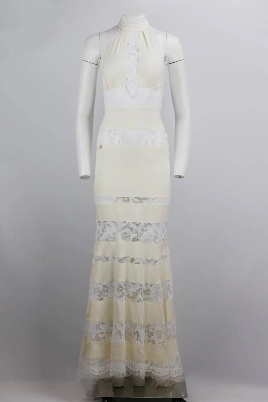 PHILIPP PLEIN TIERED LACE AND CREPE MAXI DRESS XSMALL - Image 2