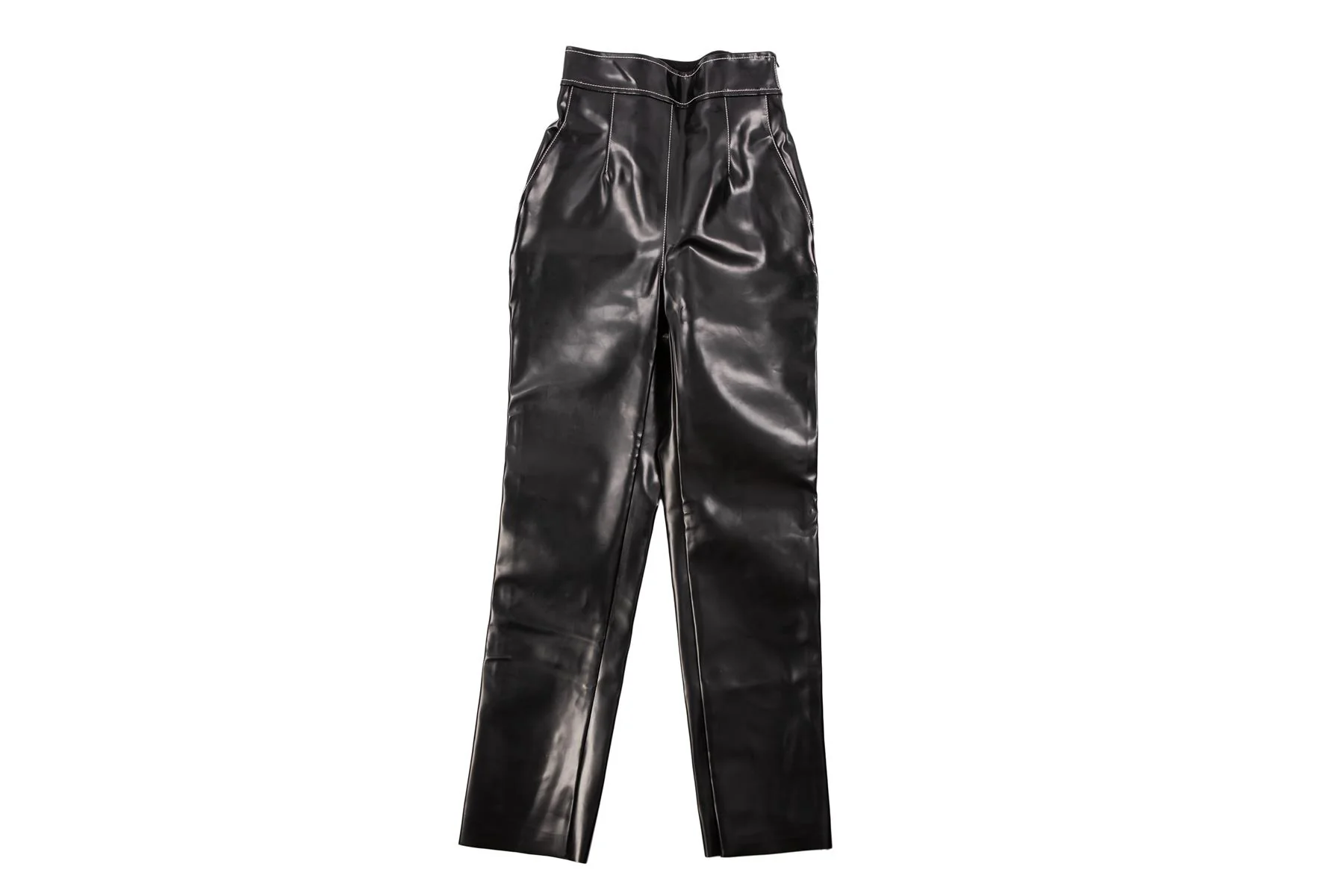 PHILOSOPHY DI LORENZO SERAFINI BLACK FAUX LEATHER STRAIGHT LEG PANTS IT 38 UK 6 - Image 2