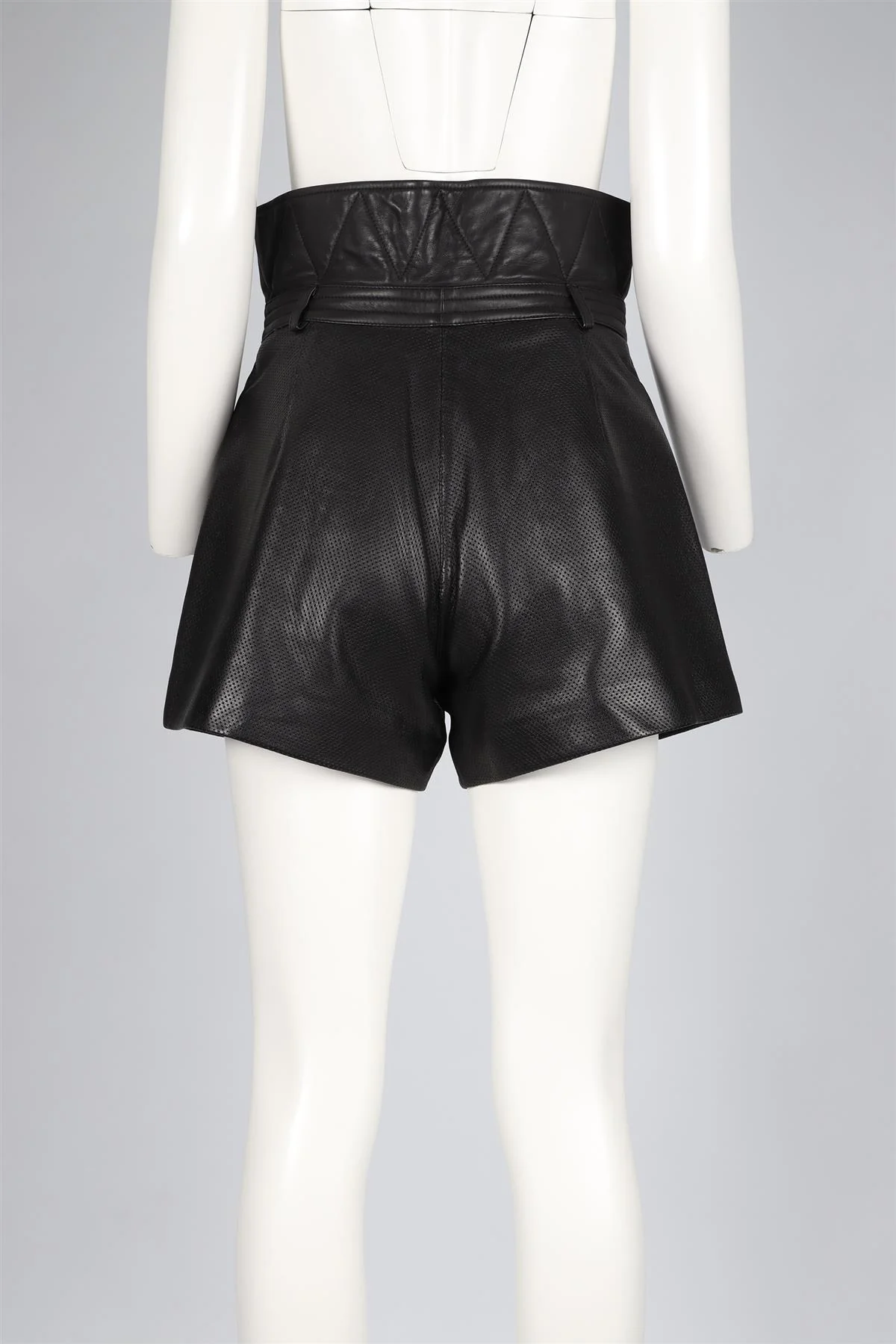 PHILOSOPHY DI LORENZO SERAFINI BLACK LEATHER SHORTS IT 42 UK 10 - Image 4