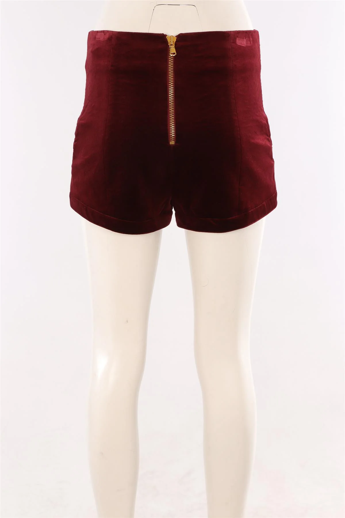 PIERRE BALMAIN BURGUNDY VELVET SHORTS FR 40 UK 12 - Image 4