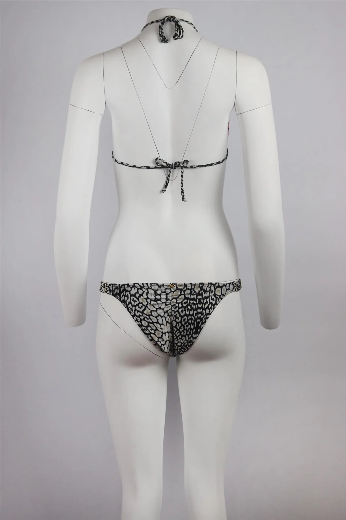 PILYQ SAFARI EMBROIDERED LEOPARD PRINT TRIANGLE HALTERNECK BIKINI SMALL - Image 4