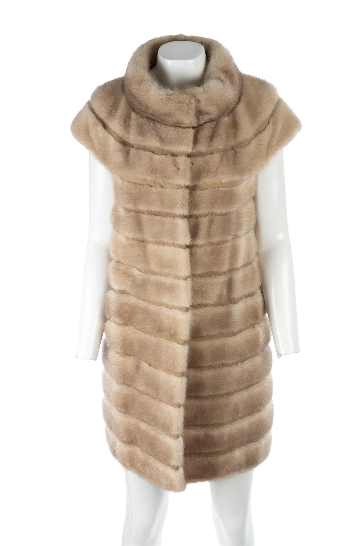 PINKO BEIGE MINK FUR COAT IT 40 UK 8 - Image 2