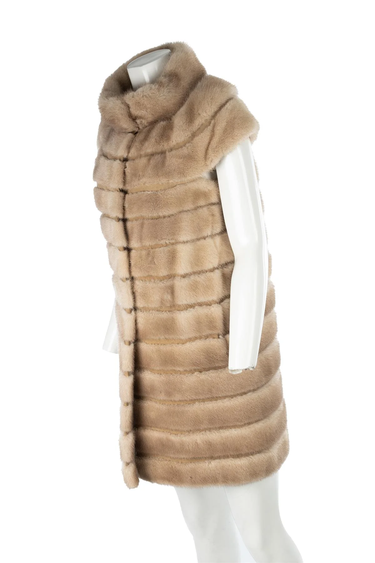 PINKO BEIGE MINK FUR COAT IT 40 UK 8 - Image 3