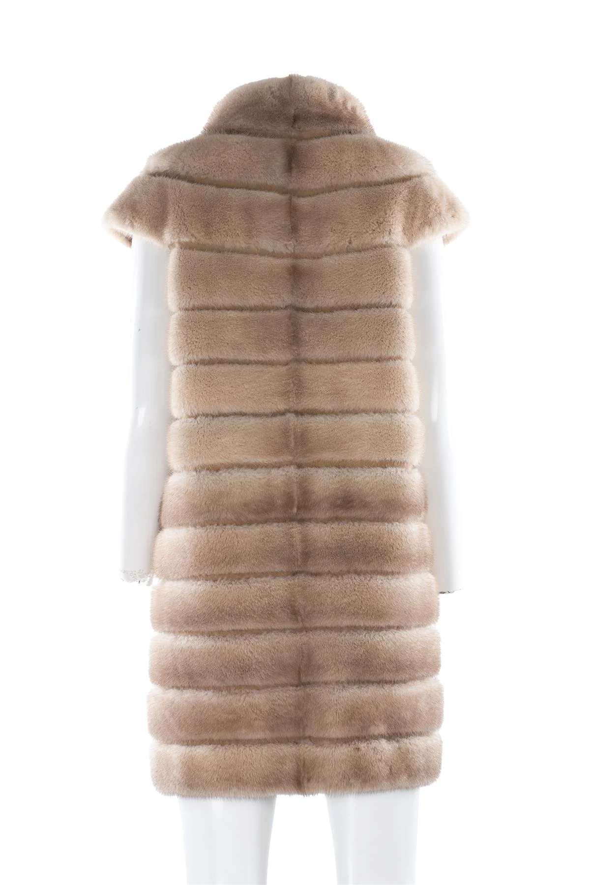 PINKO BEIGE MINK FUR COAT IT 40 UK 8 - Image 4