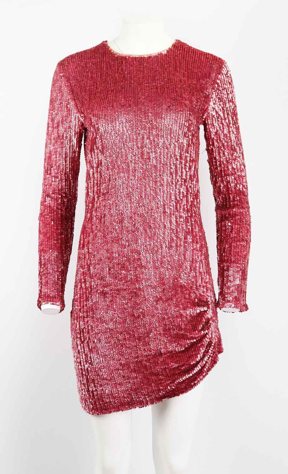 PINKO LOVES SHEA RUCHED SEQUINED JERSEY MINI DRESS IT 44 UK 12 - Image 2