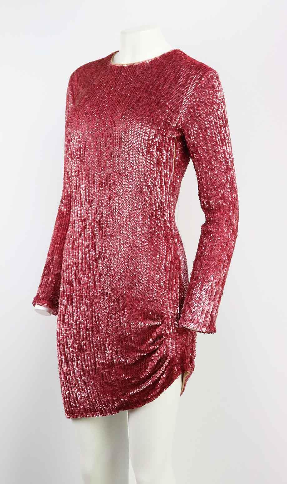 PINKO LOVES SHEA RUCHED SEQUINED JERSEY MINI DRESS IT 44 UK 12 - Image 3