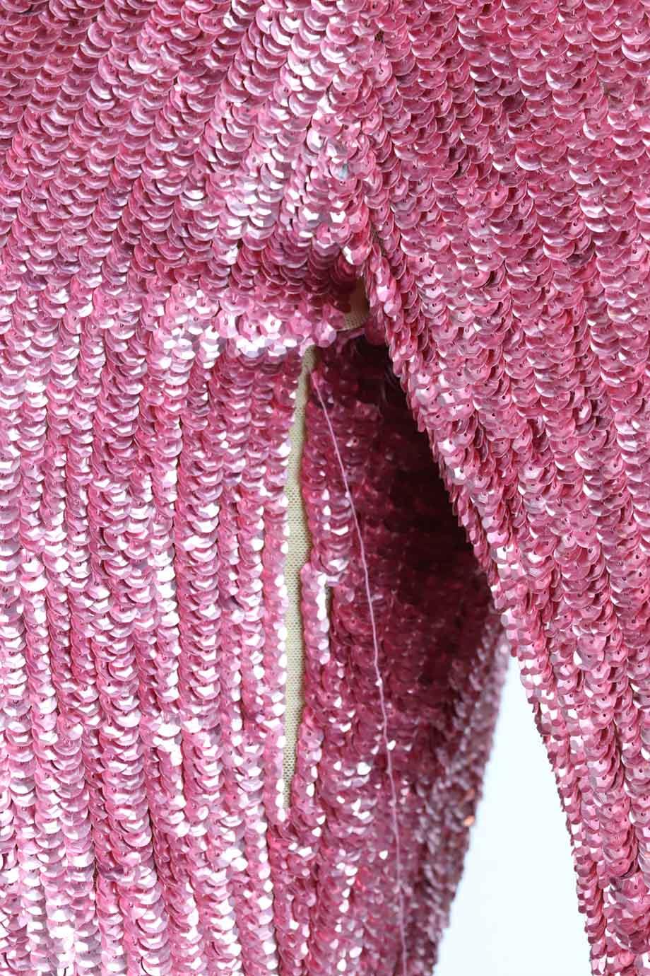 PINKO LOVES SHEA RUCHED SEQUINED JERSEY MINI DRESS IT 44 UK 12 - Image 4