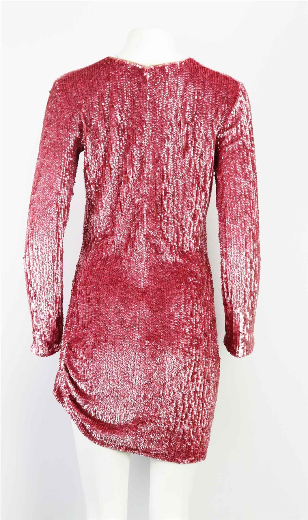 PINKO LOVES SHEA RUCHED SEQUINED JERSEY MINI DRESS IT 44 UK 12 - Image 5