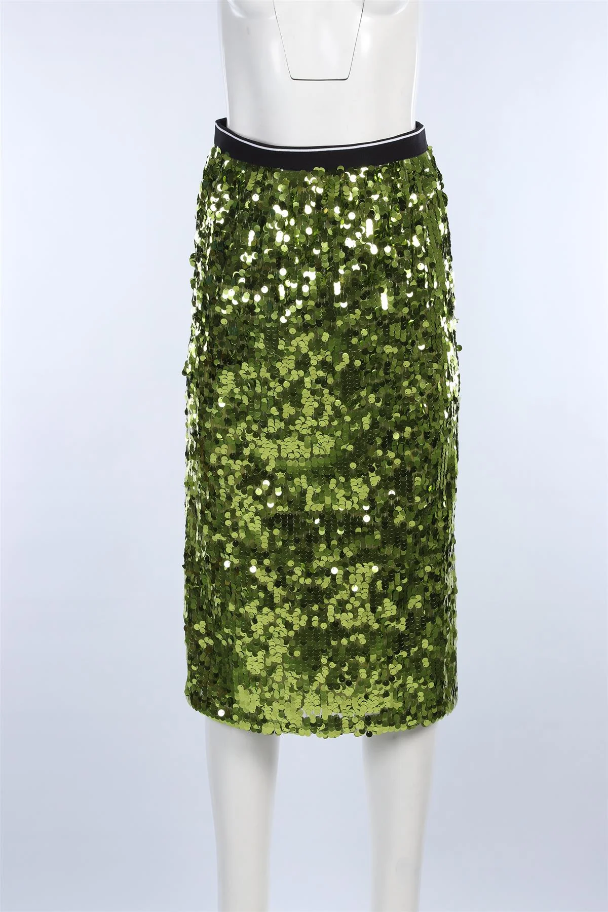 PLAN C GREEN SEQUIN MIDI SKIRT FR 38 UK 10 - Image 2