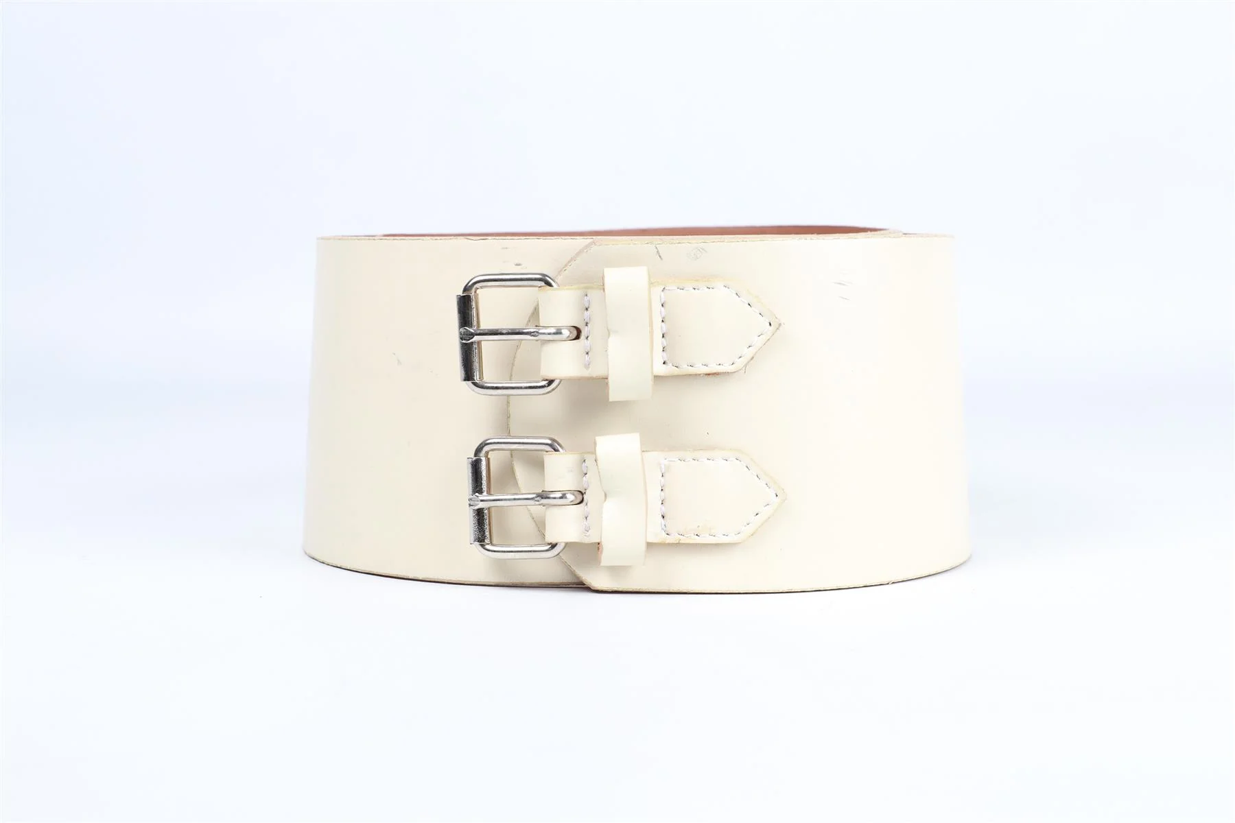 PLEIN SUD CREAM LEATHER WAIST BELT FR 38 UK 10 - Image 12