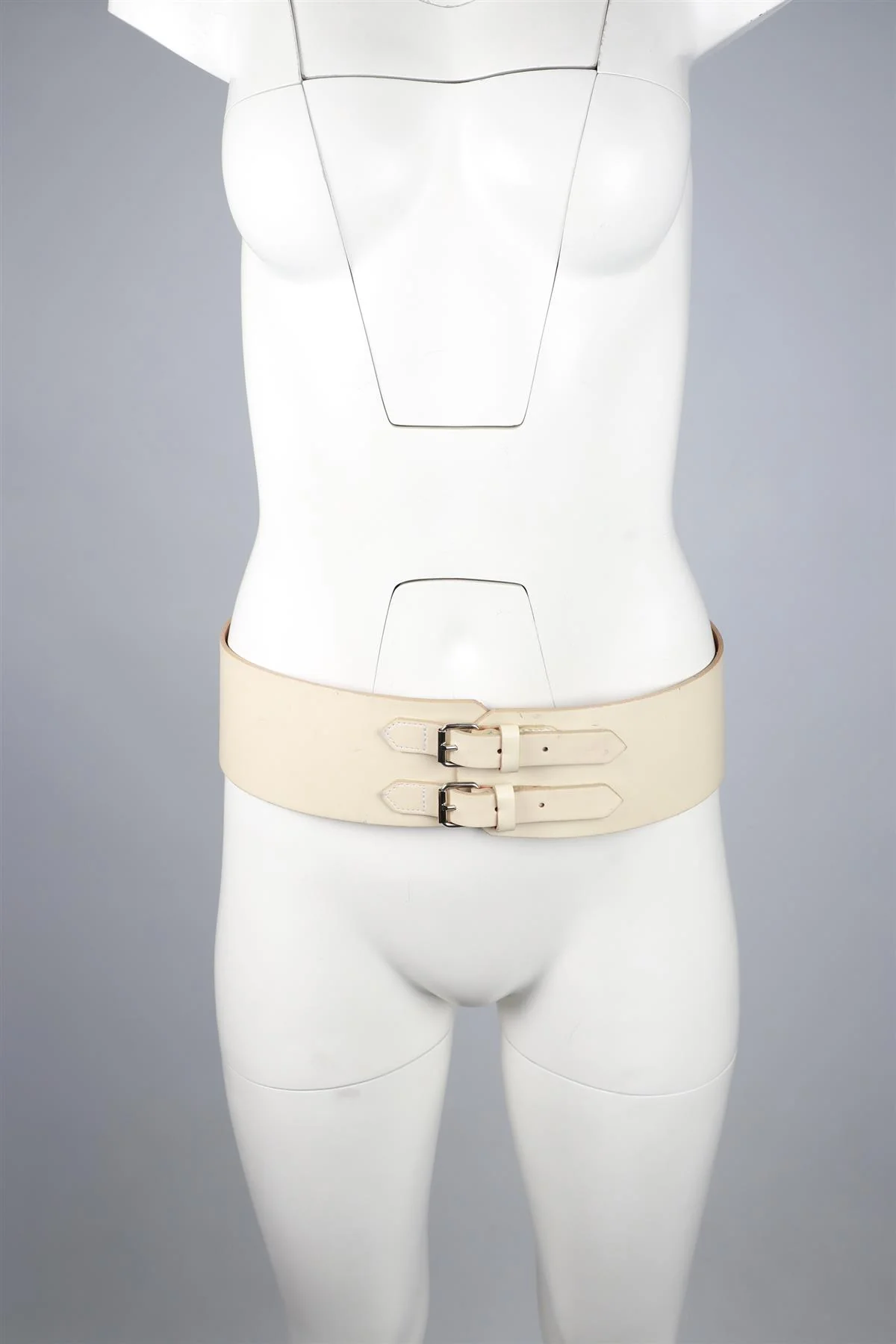 PLEIN SUD CREAM LEATHER WAIST BELT FR 38 UK 10 - Image 9