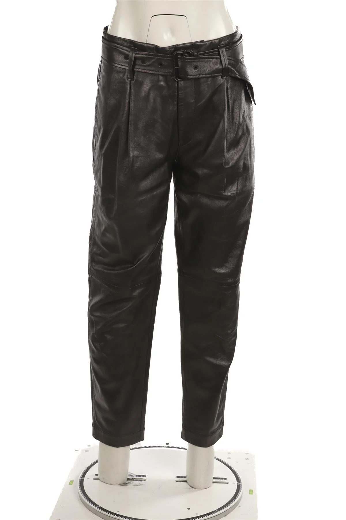 POLO RALPH LAUREN BLACK LEATHER TAPERED PANTS US 2 UK 6 - Image 2