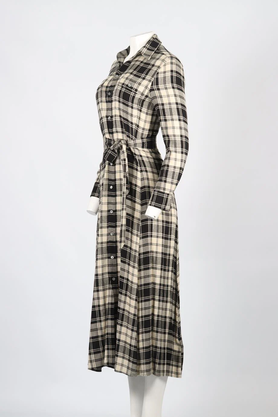 POLO RALPH LAUREN CHECKED WOOL BLEND MAXI DRESS US 4 UK 8 - Image 3