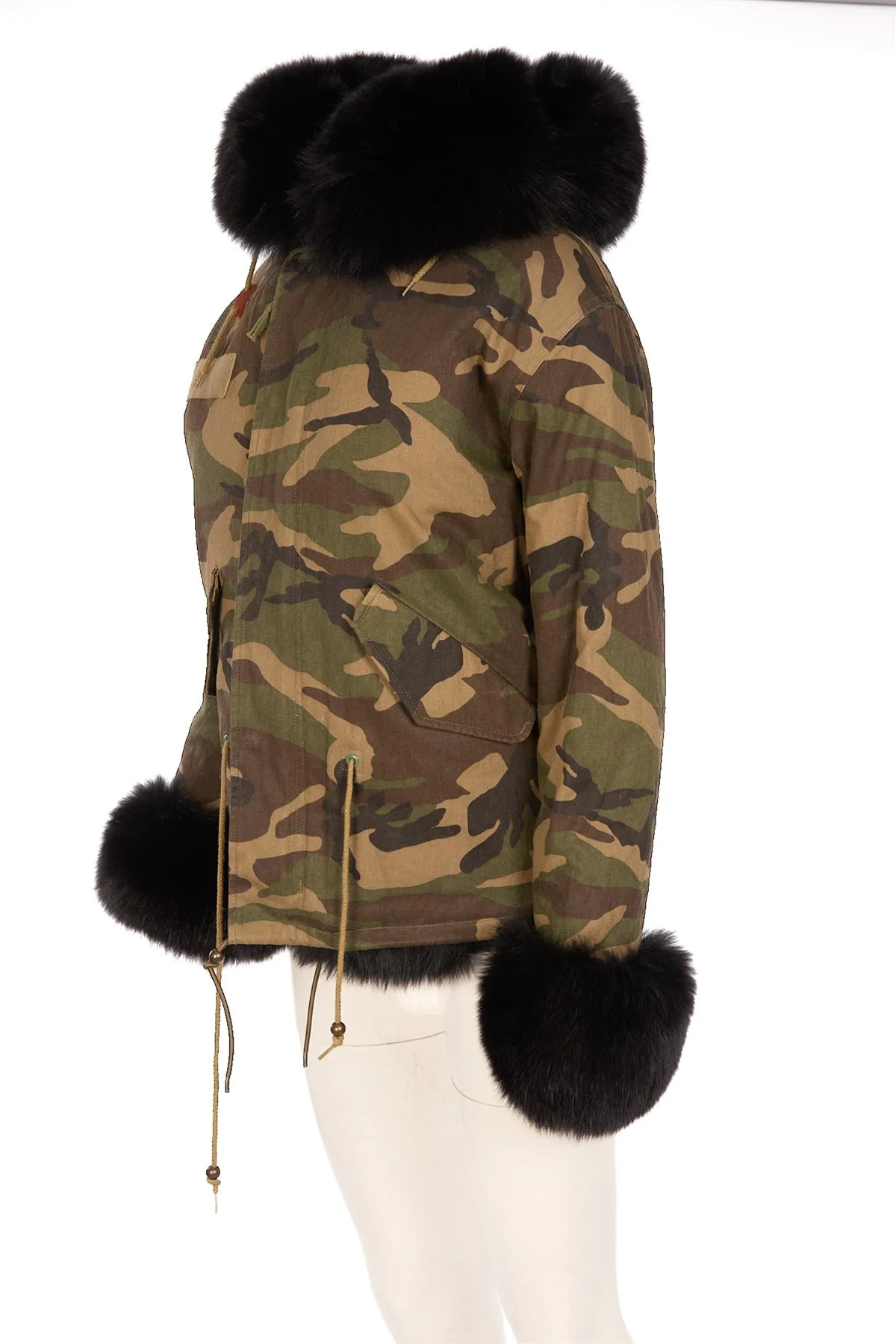 POPPY LONDON GREEN FOX FUR JACKET SMALL - Image 3
