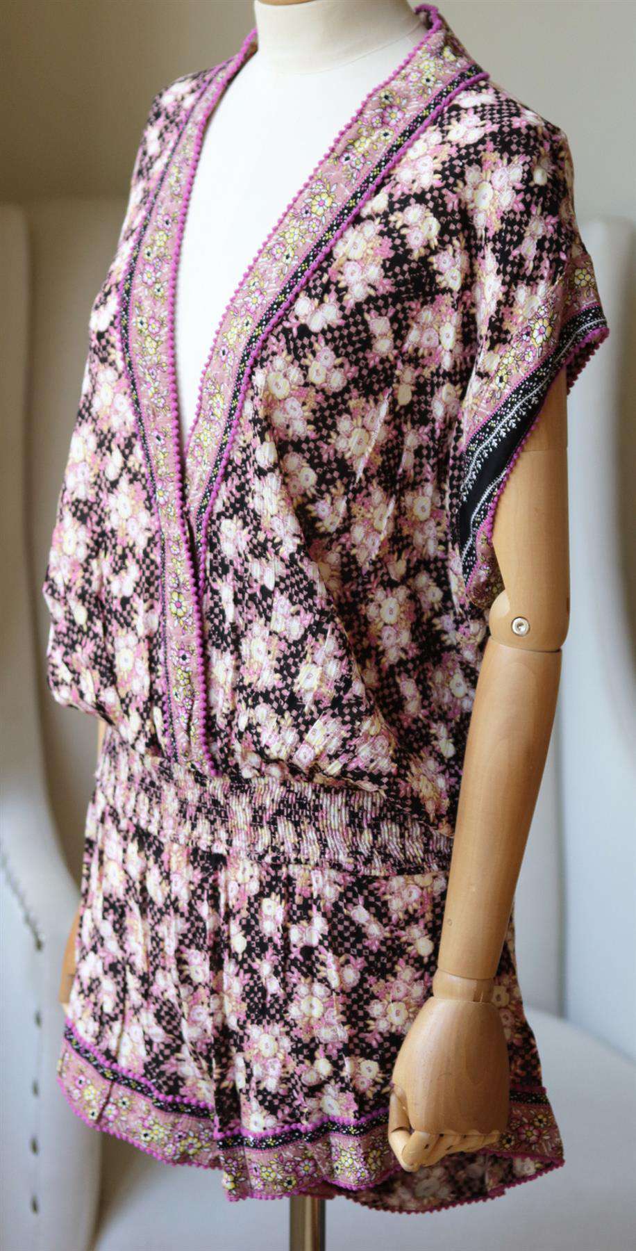 POUPETTE ST BARTH AMORA PRINTED CREPE PLAYSUIT SMALL - Image 2