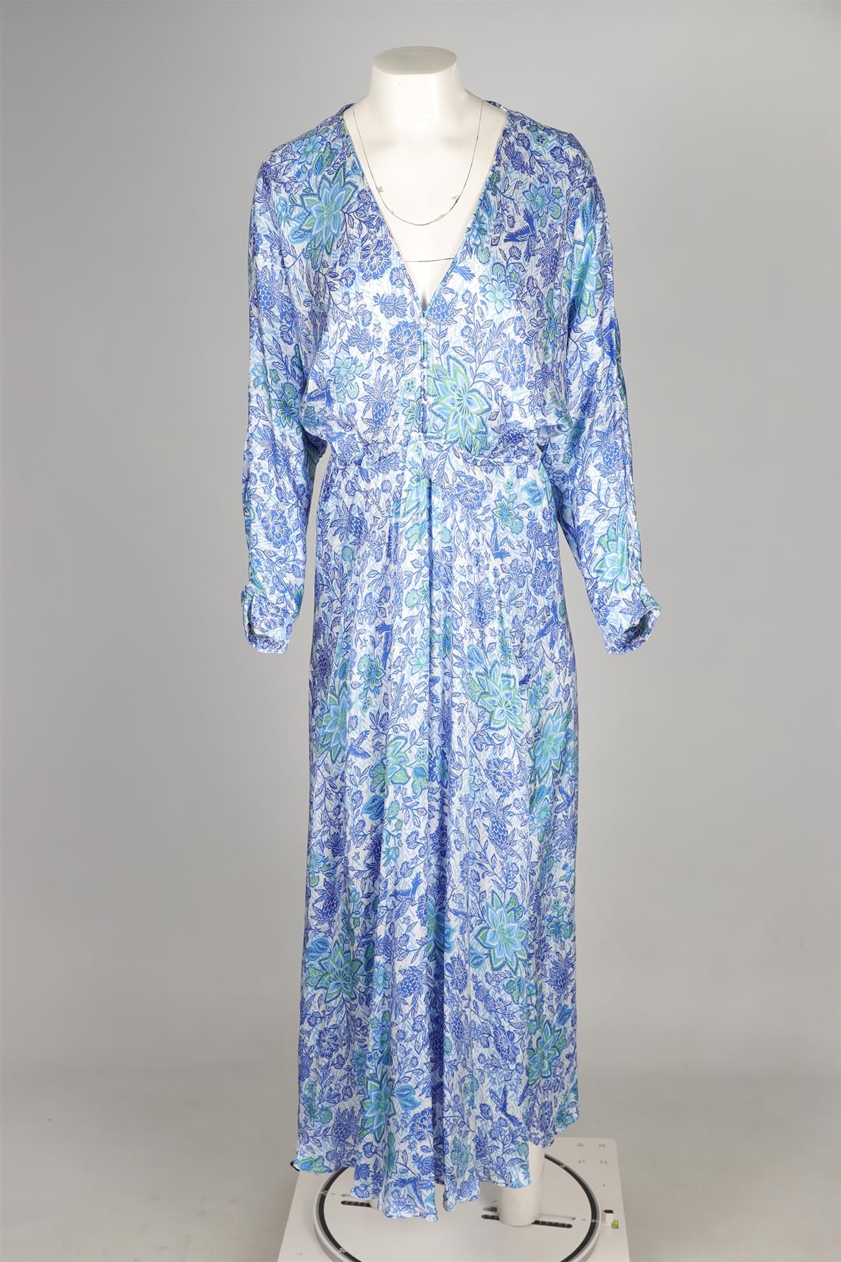POUPETTE ST BARTH BLUE SATIN MAXI DRESS MEDIUM - Image 2