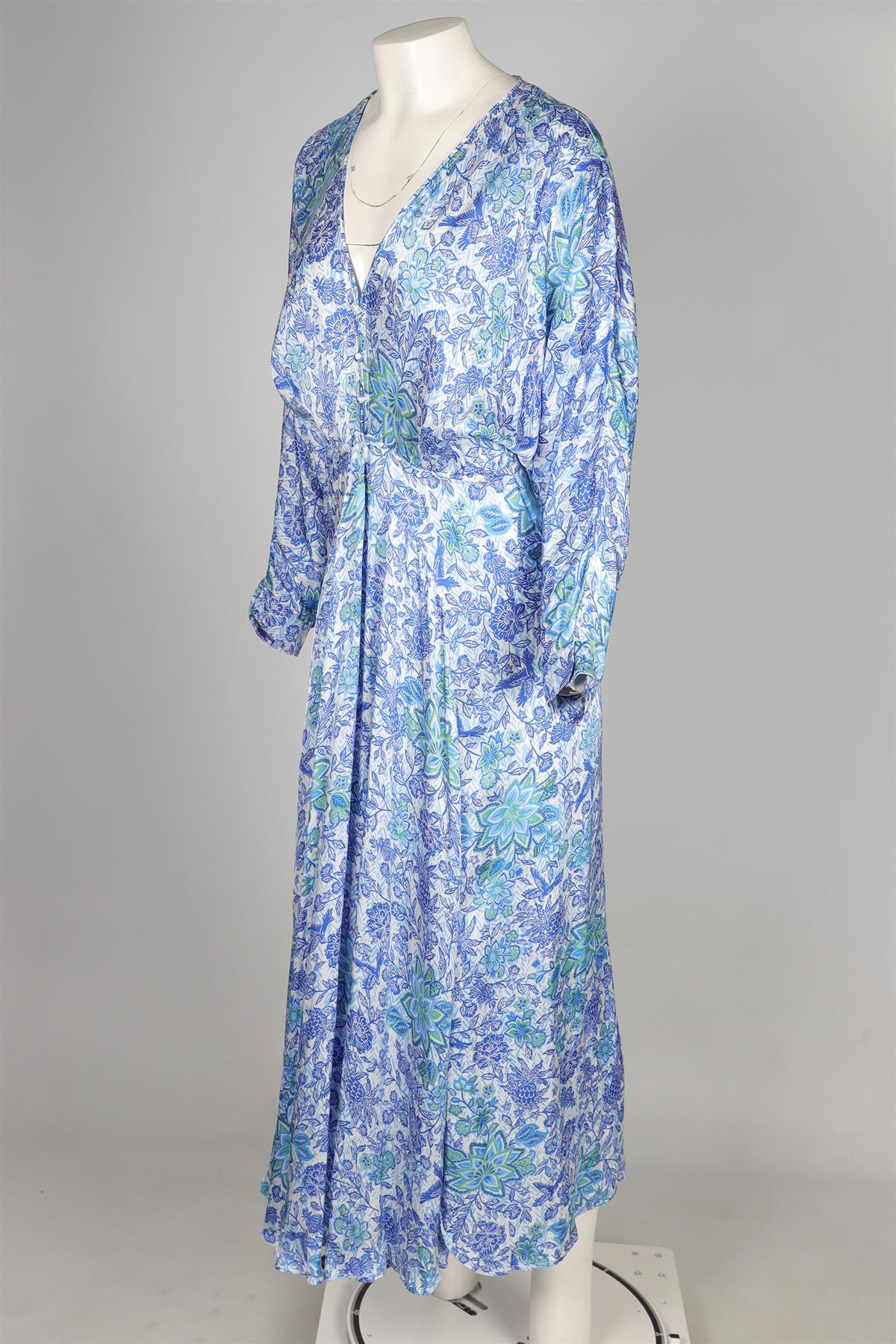 POUPETTE ST BARTH BLUE SATIN MAXI DRESS MEDIUM - Image 3