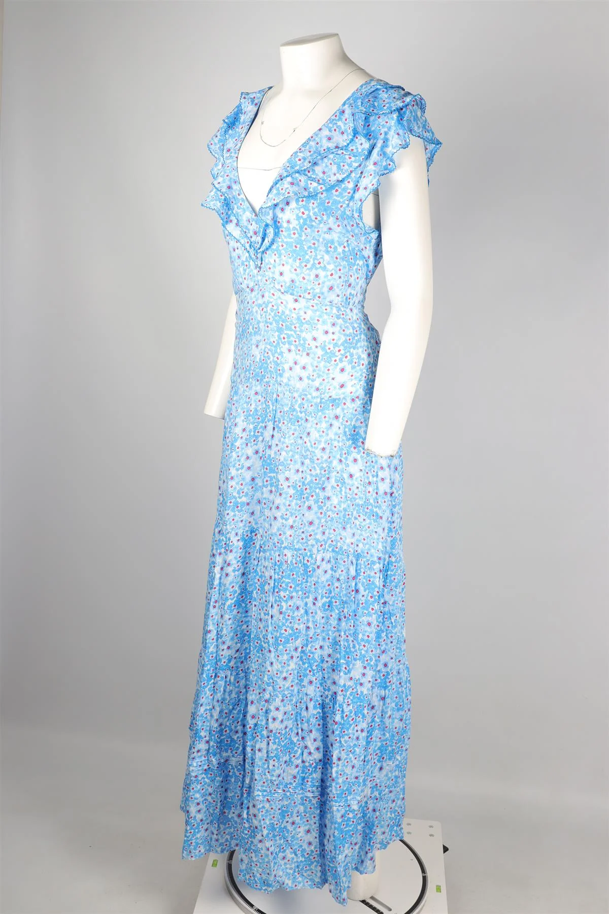 POUPETTE ST BARTH BLUE VOILE MAXI DRESS LARGE - Image 3