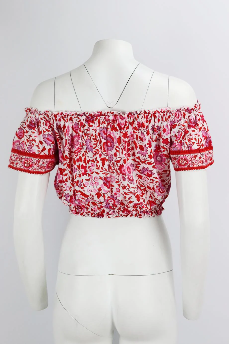 POUPETTE ST BARTH OFF THE SHOULDER CROPPED PRINTED VOILE TOP SMALL/MEDUIM - Image 4